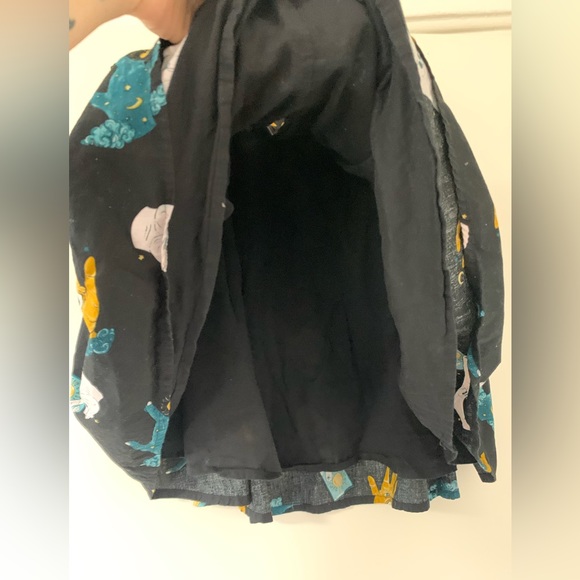 Dangerfield black gold + teal cotton tarot design flared mini skirt - Picture 5 of 8